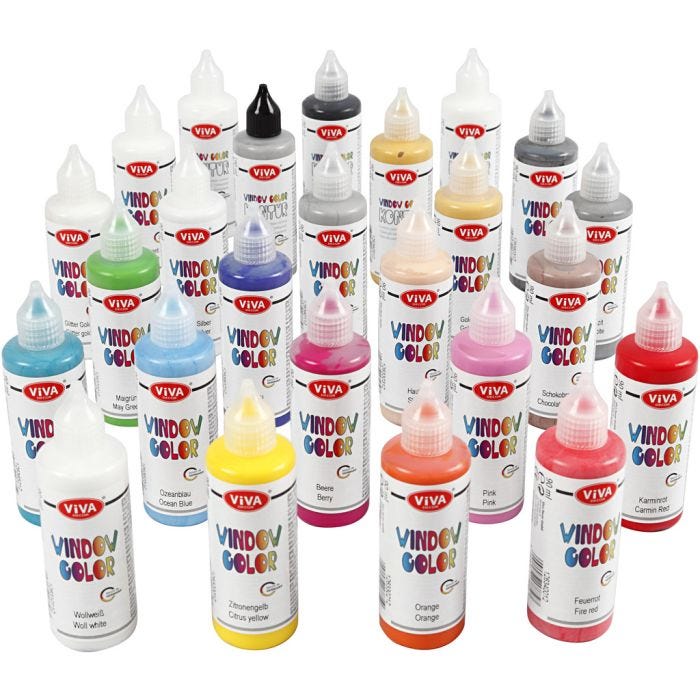 Fönsterfärg, mixade färger, 25x90 ml/ 1 förp.