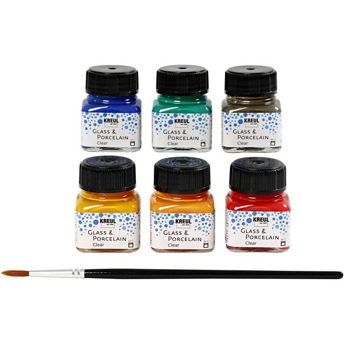 Glas och Porslinsfärg, mixade färger, 6x20 ml/ 1 förp.
