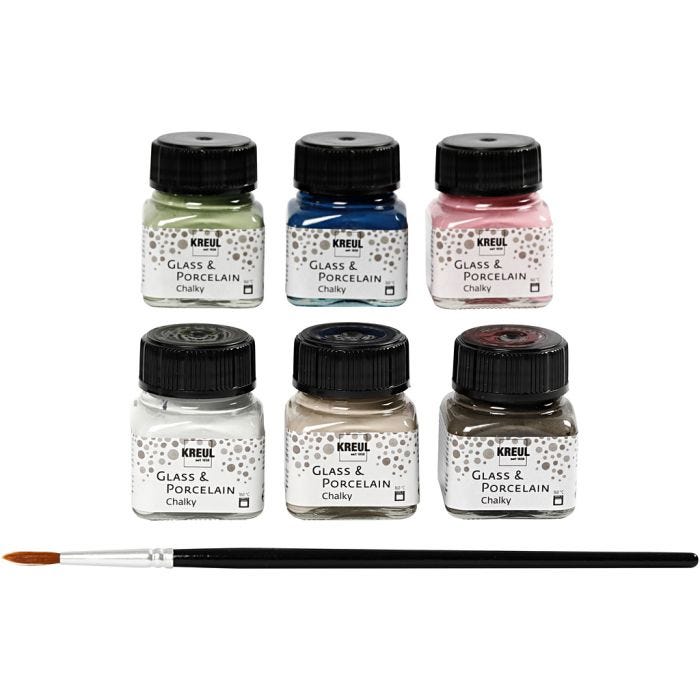 Glas och Porslinsfärg, mixade färger, 6x20ml/ 1 förp.