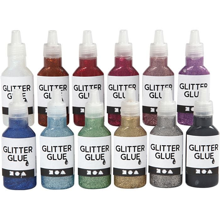 Glitterlim, mixade färger