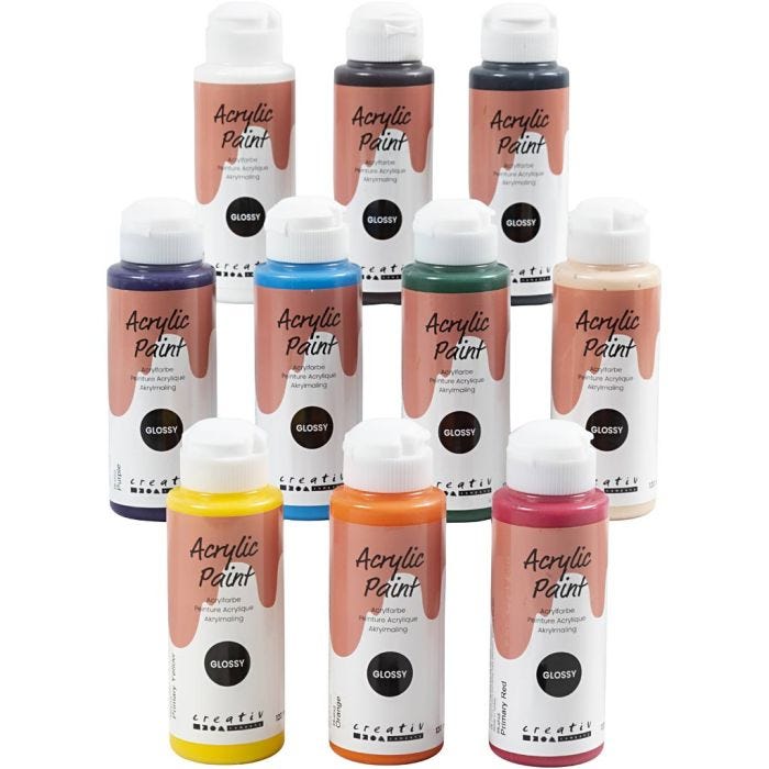 Akrylfärg Blank, mixade färger, 10x120 ml/ 1 förp.