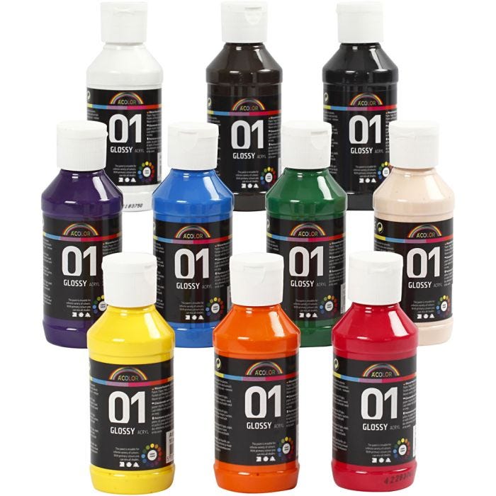 Akrylfärg Blank, mixade färger, 10x100ml/ 1 förp.