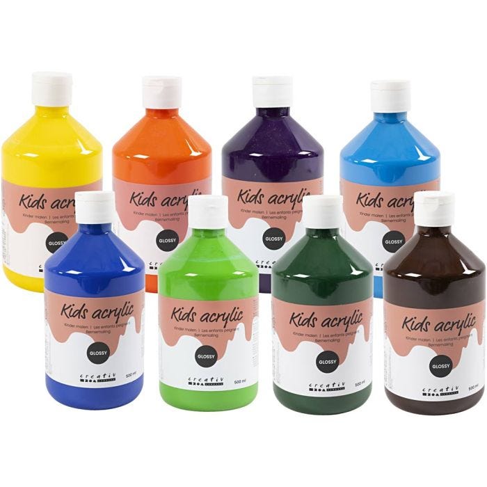 Akrylfärg Blank, 8x500 ml/ 1 förp.