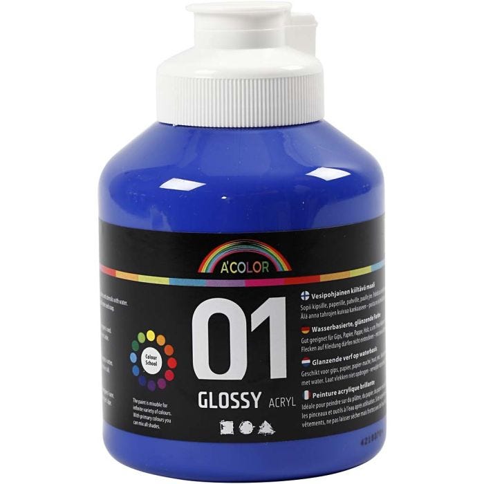 Akrylfärg Blank, blå, 500ml/ 1 flaska