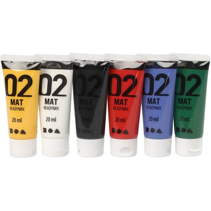 Akrylfärg Matt, standardfärger, 6x20 ml/ 1 förp.