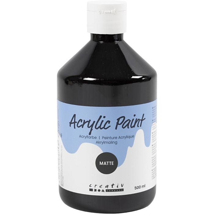 Akrylfärg Matt, svart, 500ml/ 1 flaska