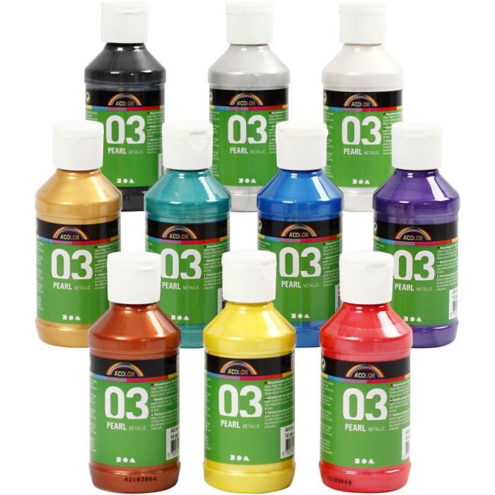Akrylfärg Metallic, metallic, mixade färger, 10x120 ml/ 1 förp.