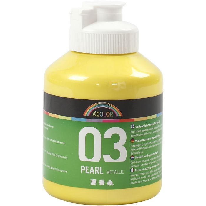 Akrylfärg Metallic, metallic, gul, 500 ml/ 1 flaska