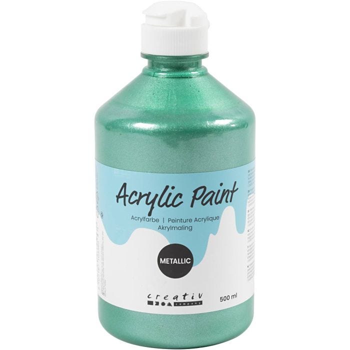 Akrylfärg Metallic, metallic, grön, 500 ml/ 1 flaska