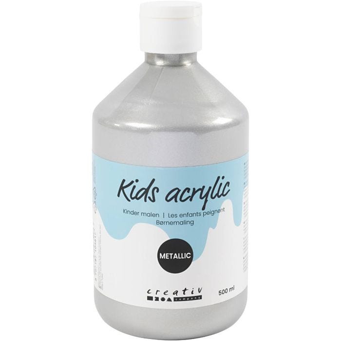 Akrylfärg Metallic, metallic, silver, 500 ml/ 1 flaska