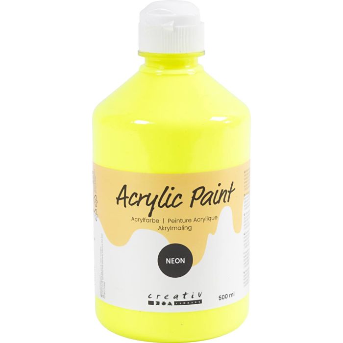 Akrylfärg Neon, neongul, 500 ml/ 1 flaska