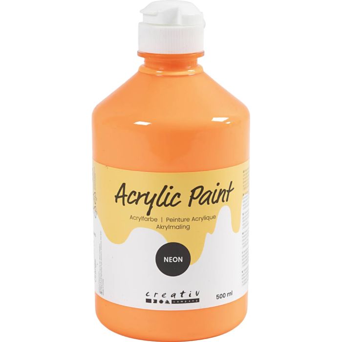 Akrylfärg Neon, neonorange, 500 ml/ 1 flaska