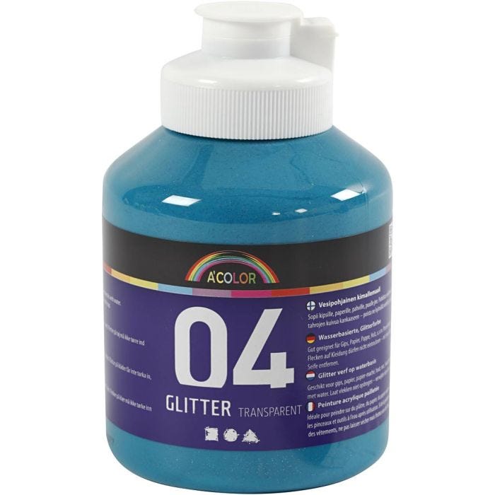 Glitterakrylfärg, turkos, 500 ml/ 1 flaska