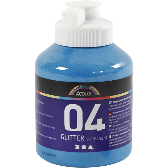 Glitterakrylfärg, blå, 500 ml/ 1 flaska