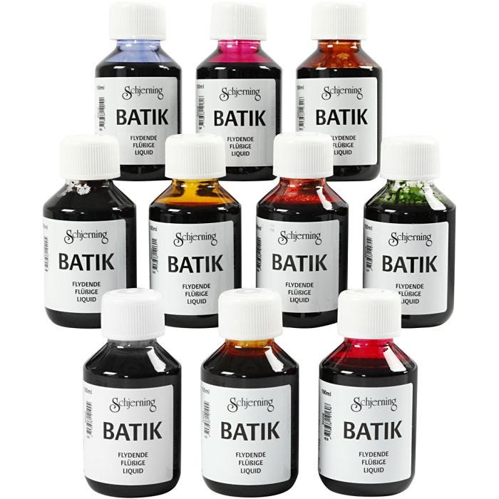 Batikfärg, mixade färger, 10x100ml/ 1 förp.