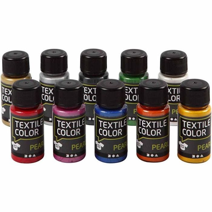 Textilfärg, pärlemor, mixade färger, 10x50 ml/ 1 förp.