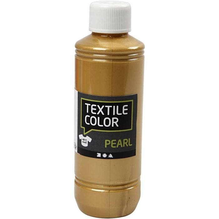 Textilfärg, pärlemor, guld, 250 ml/ 1 flaska