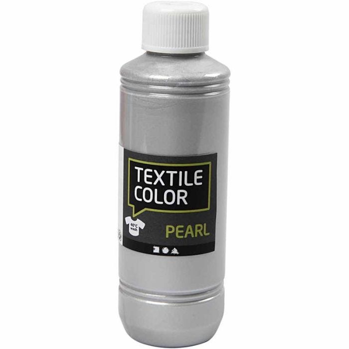 Textilfärg, pärlemor, silver, 250 ml/ 1 flaska