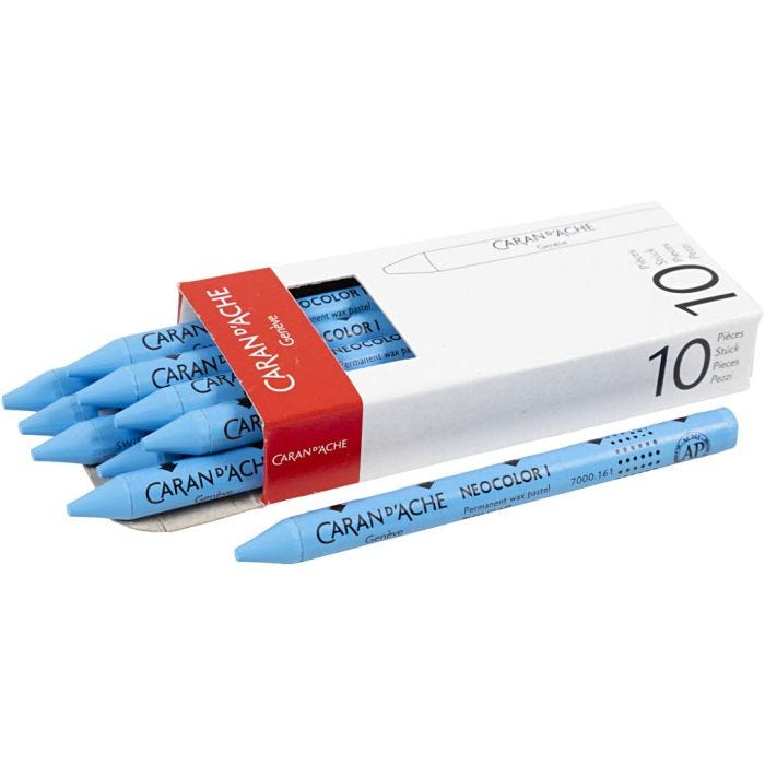 CARAN D’ACHE Neocolor I, L: 10 cm, tjocklek 8,5 mm, light blue (161), 10 st./ 1 förp.