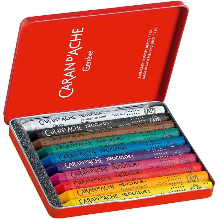 CARAN D’ACHE Neocolor I, L: 10 cm, tjocklek 8,5 mm, mixade färger, 10 st./ 1 förp.