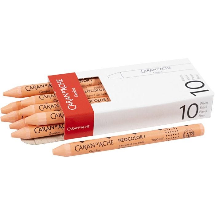 CARAN D’ACHE Neocolor I, L: 10 cm, tjocklek 8,5 mm, salmon (051), 10 st./ 1 förp.