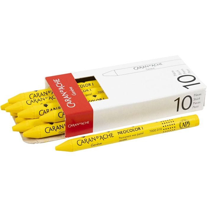 CARAN D’ACHE Neocolor I, L: 10 cm, tjocklek 8,5 mm, yellow (010), 10 st./ 1 förp.