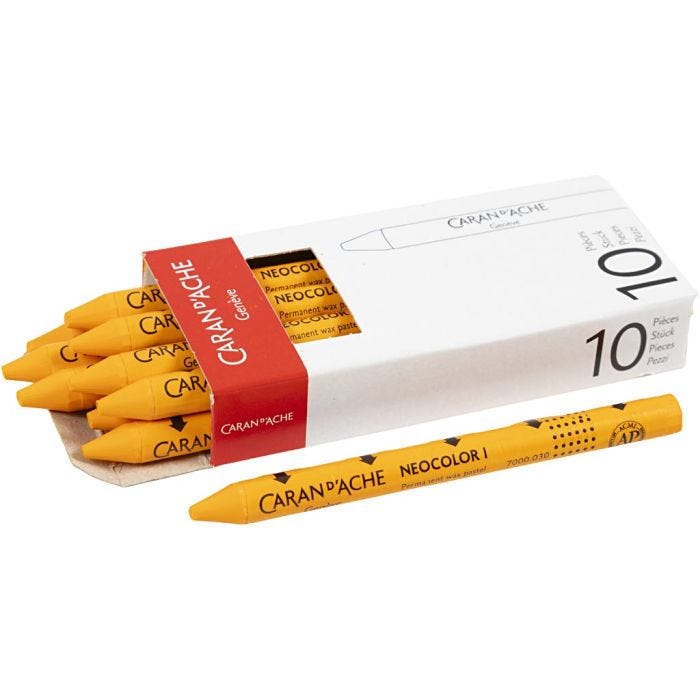 CARAN D’ACHE Neocolor I, L: 10 cm, tjocklek 8,5 mm, orange (030), 10 st./ 1 förp.
