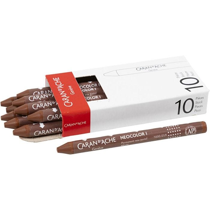 CARAN D’ACHE Neocolor I, L: 10 cm, tjocklek 8,5 mm, brown (059), 10 st./ 1 förp.