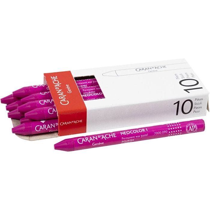 CARAN D’ACHE Neocolor I, L: 10 cm, tjocklek 8,5 mm, crimson (090), 10 st./ 1 förp.