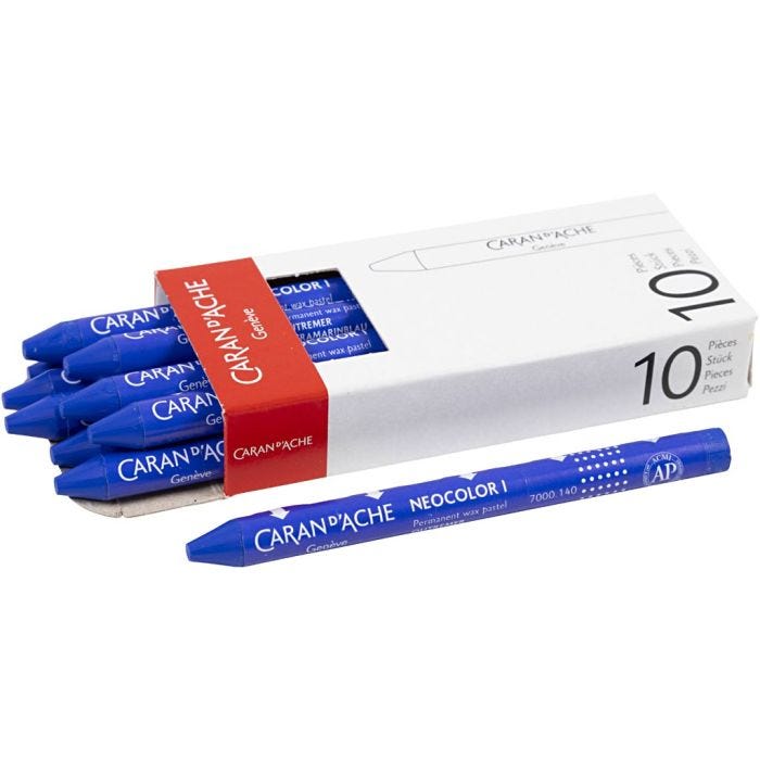 CARAN D’ACHE Neocolor I, L: 10 cm, tjocklek 8,5 mm, ultramarine (140), 10 st./ 1 förp.