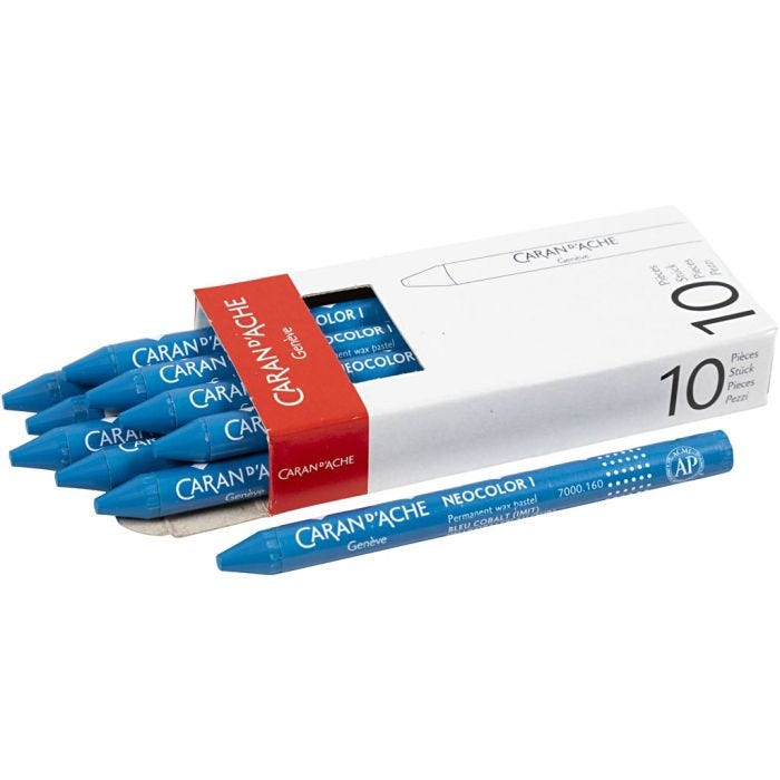 CARAN D’ACHE Neocolor I, L: 10 cm, tjocklek 8,5 mm, cobalt blue (160), 10 st./ 1 förp.