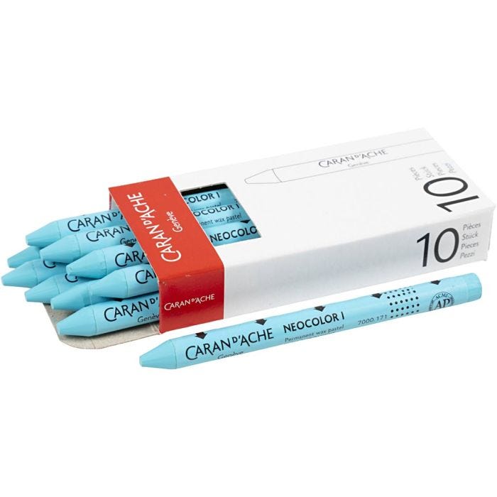 CARAN D’ACHE Neocolor I, L: 10 cm, tjocklek 8,5 mm, turquoise blue (171), 10 st./ 1 förp.