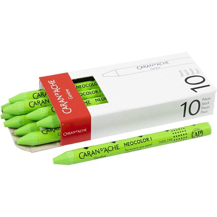 CARAN D’ACHE Neocolor I, L: 10 cm, tjocklek 8,5 mm, yellow green (230), 10 st./ 1 förp.