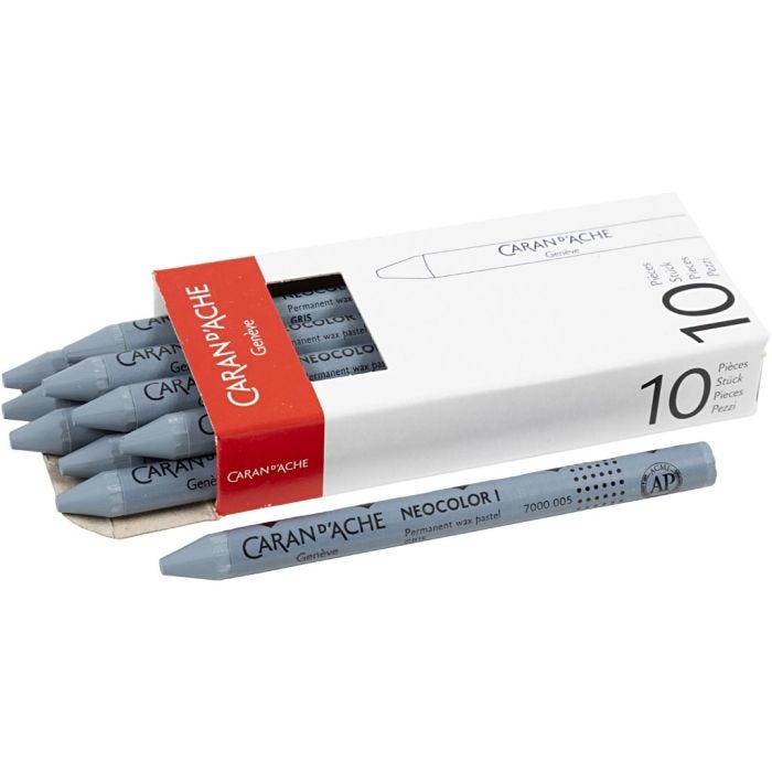 CARAN D’ACHE Neocolor I, L: 10 cm, tjocklek 8,5 mm, grey (005), 10 st./ 1 förp.