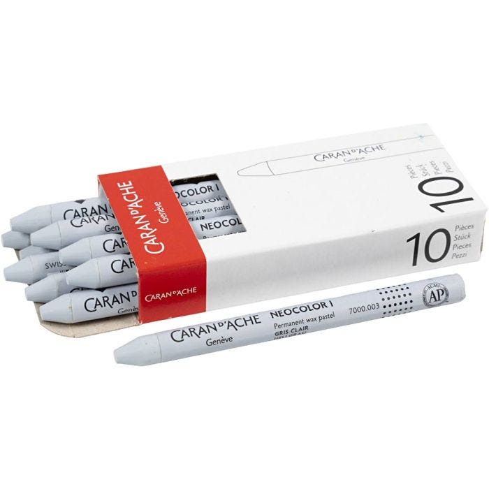 CARAN D’ACHE Neocolor I, L: 10 cm, tjocklek 8,5 mm, light grey (003), 10 st./ 1 förp.