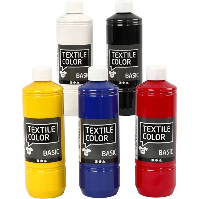 Textilfärg, primärfärger, 5x500 ml/ 1 förp.