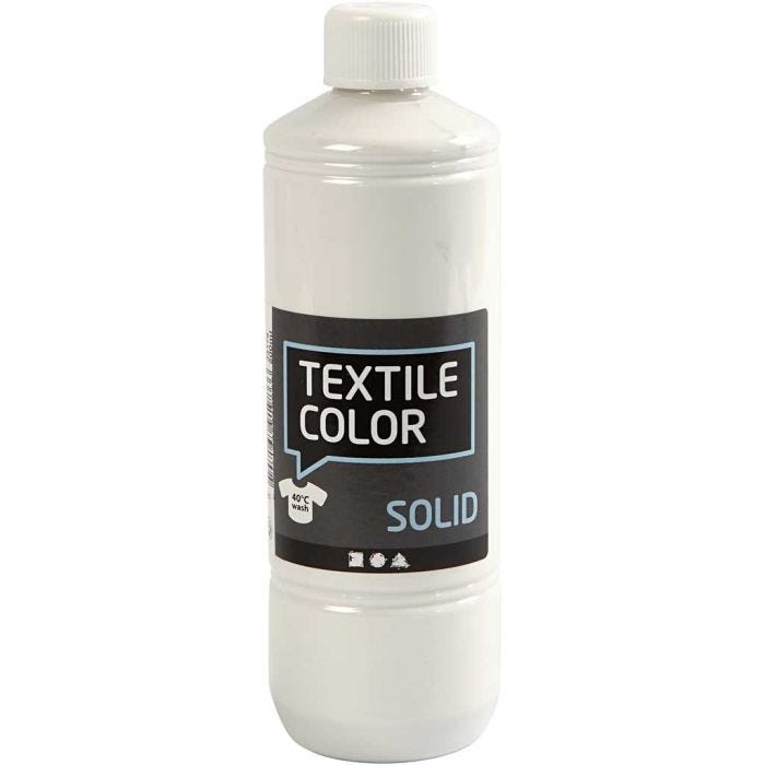 Solid textilfärg, täckande, täckvit, 500 ml/ 1 flaska