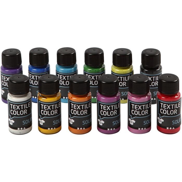Solid textilfärg, täckande, mixade färger, 12x50 ml/ 1 förp.