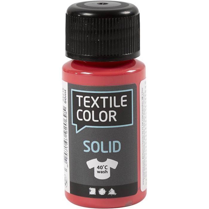 Solid textilfärg, täckande, röd, 50 ml/ 1 flaska
