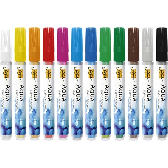 SOLO GOYA Aqua Paint Marker, mixade färger, 12st./ 1 förp.