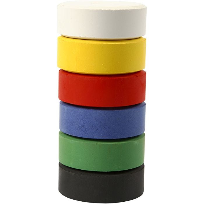 Vattenfärger, H: 16 mm, Dia. 44 mm, primärfärger, 6 st./ 1 förp.