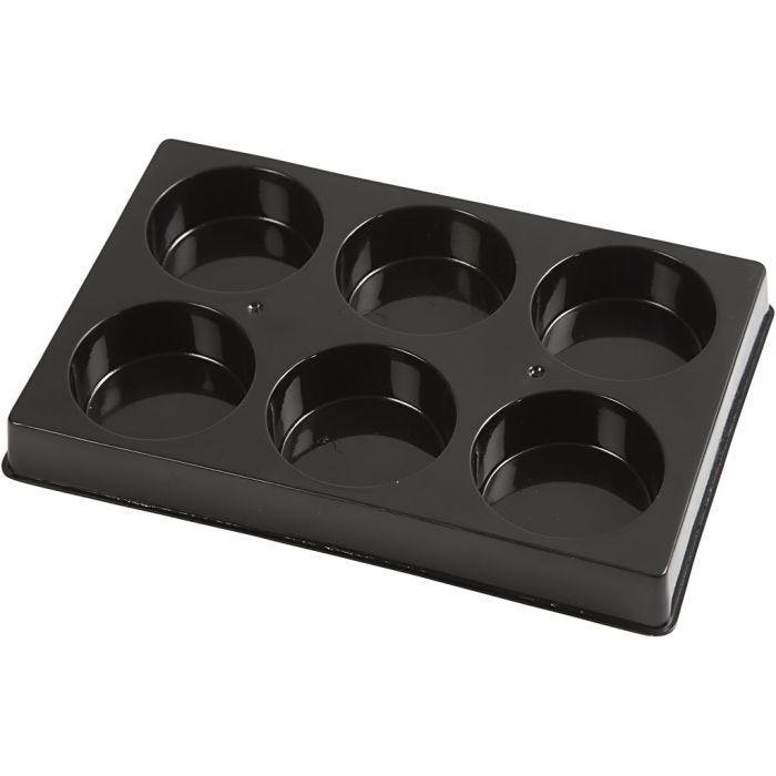 Palett till vattenfärg, Dia. 57 mm, stl. 15x21 cm, svart, 1 st.