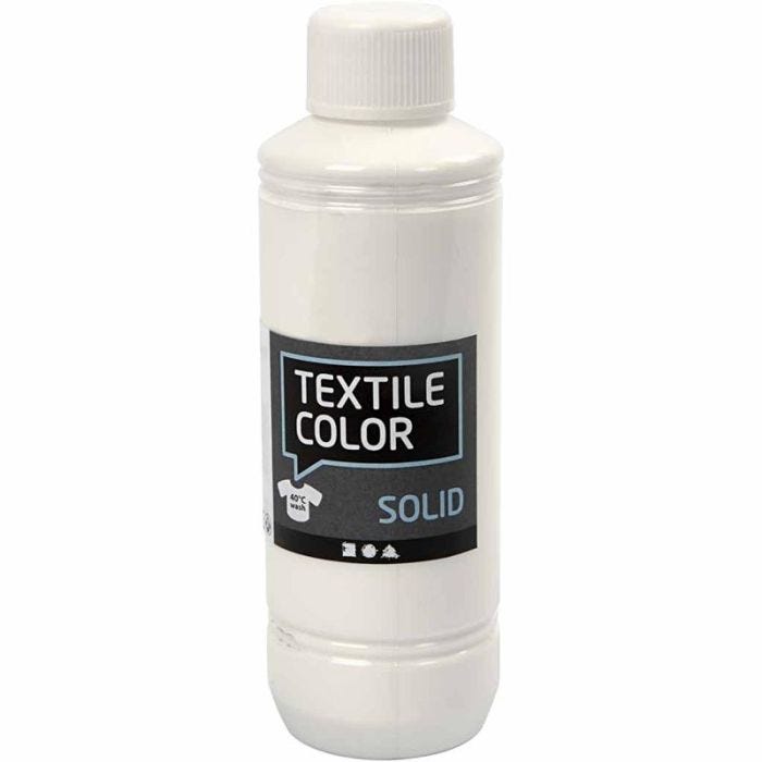 Solid textilfärg, täckande, vit, 250ml/ 1 flaska