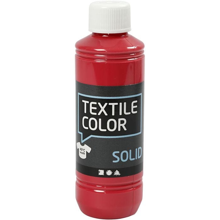 Solid textilfärg, täckande, röd, 250 ml/ 1 flaska