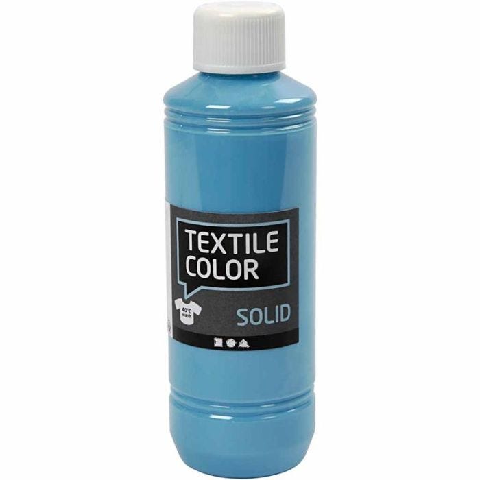 Solid textilfärg, täckande, turkosblå, 250 ml/ 1 flaska