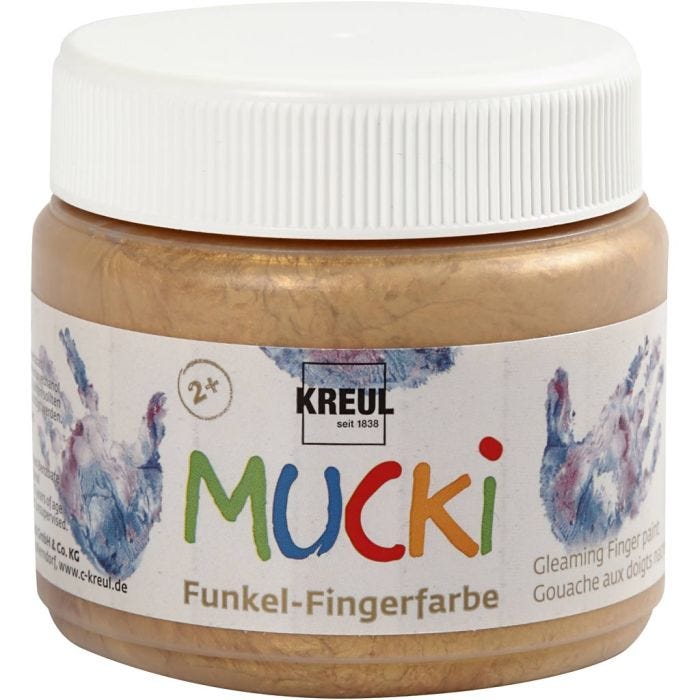Mucki Fingerfärg, metallguld, 150ml/ 1 burk