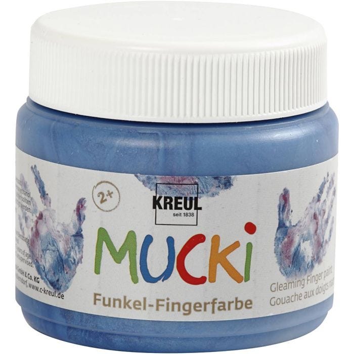 Mucki Fingerfärg, metallicblå, 150ml/ 1 burk
