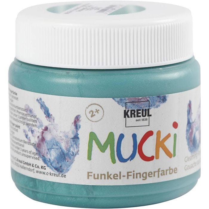 Mucki Fingerfärg, metallgrön, 150ml/ 1 burk