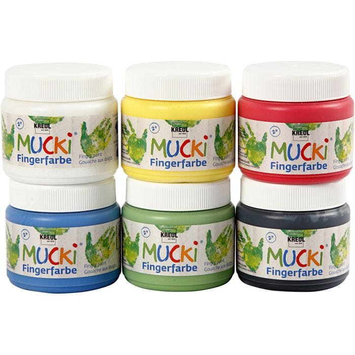 Mucki Fingerfärg, mixade färger, 6x150 ml/ 1 förp.