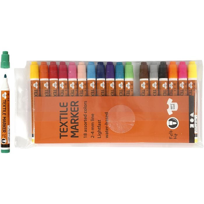 Textilpennor, spets 2-4 mm, mixade färger
